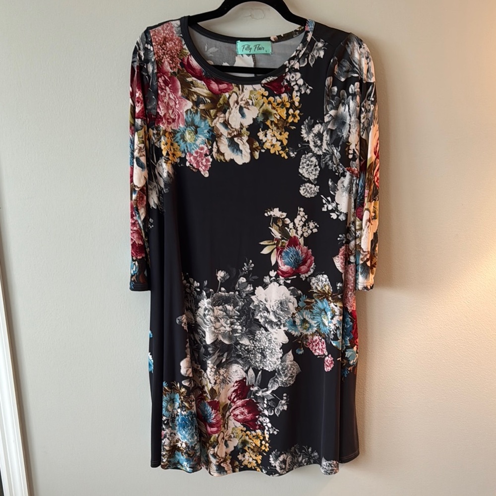 Filly Flair Floral Midi Dress - Black, Red, Blue, Cream